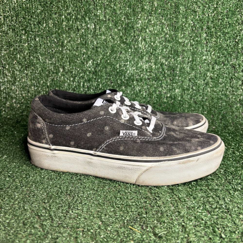 Vans Doheny Denim Polka Dot‎ Platform Low Top Skate Sneakers Black Womens Sz 8.0